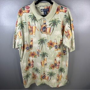 Vintage Big Dogs Brewing Beer Green Hawaiian Polo Shirt Size XL